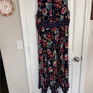Bila Floral Dress with Red and Green Accents